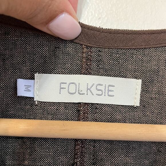 Lagenlook Linen Wide Crop Flare Leg Boho Women Jumpsuit Medium Brown Coastal - Picture 5 of 6